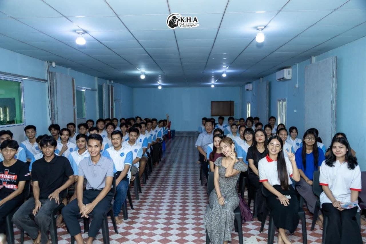Students and teachers gathered in the school hall